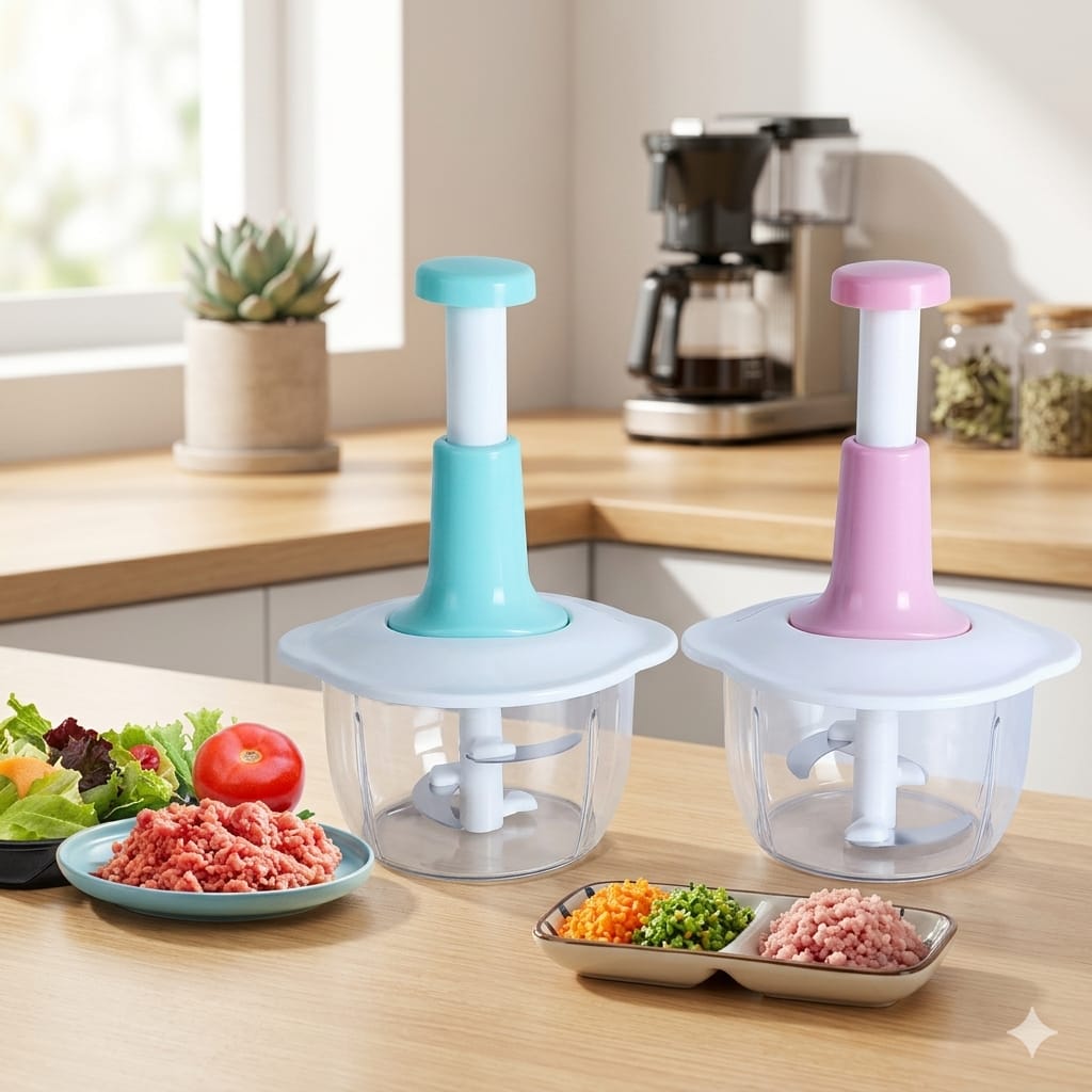 Premium Manual Hand Press Vegetable Chopper and Meat Mincer - Aura Shop BD