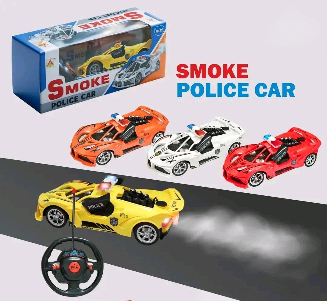 Smoke Spray Remote Control Police Racing Car with LED Light & Steering Remote